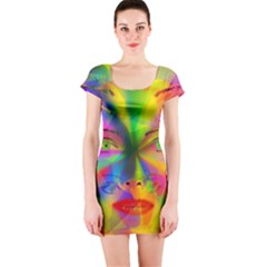 Rainbow Girl Short Sleeve Bodycon Dress by Valentinaart