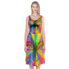 Rainbow Girl Midi Sleeveless Dress by Valentinaart