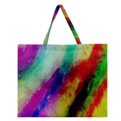 Abstract Colorful Paint Splats Zipper Large Tote Bag by Simbadda