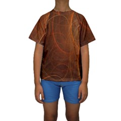 Fractal Color Lines Kids  Short Sleeve Swimwear by Simbadda