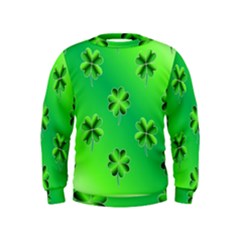 Shamrock Green Pattern Design Kids  Sweatshirt by Simbadda