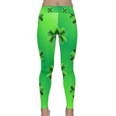 Shamrock Green Pattern Design Classic Yoga Leggings by Simbadda