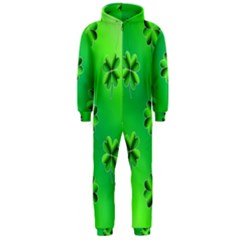 Shamrock Green Pattern Design Hooded Jumpsuit (men)  by Simbadda