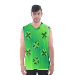 Shamrock Green Pattern Design Men s Basketball Tank Top by Simbadda