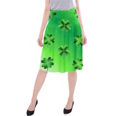 Shamrock Green Pattern Design Midi Beach Skirt by Simbadda