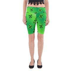 Shamrock Green Pattern Design Yoga Cropped Leggings by Simbadda