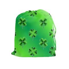 Shamrock Green Pattern Design Drawstring Pouches (extra Large)