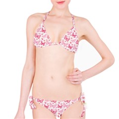 Cute Pink Flowers And Butterflies Pattern  Bikini Set by TastefulDesigns