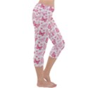 Cute Pink Flowers And Butterflies pattern  Capri Yoga Leggings View3