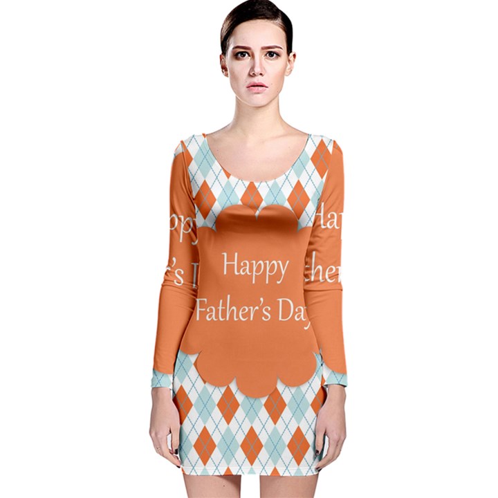 happy Father Day  Long Sleeve Velvet Bodycon Dress