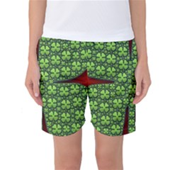 Shamrock Irish Ireland Clover Day Women s Basketball Shorts by Simbadda