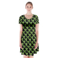 St Patrick S Day Background Short Sleeve V-neck Flare Dress