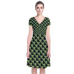 St Patrick S Day Background Short Sleeve Front Wrap Dress