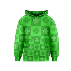 Fabric Shamrocks Clovers Kids  Pullover Hoodie by Simbadda