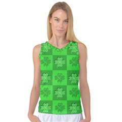 Fabric Shamrocks Clovers Women s Basketball Tank Top by Simbadda