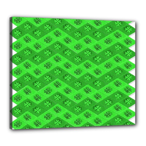 Shamrocks 3d Fabric 4 Leaf Clover Canvas 24  X 20  by Simbadda