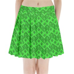 Shamrocks 3d Fabric 4 Leaf Clover Pleated Mini Skirt by Simbadda