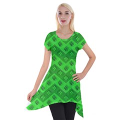 Shamrocks 3d Fabric 4 Leaf Clover Short Sleeve Side Drop Tunic by Simbadda