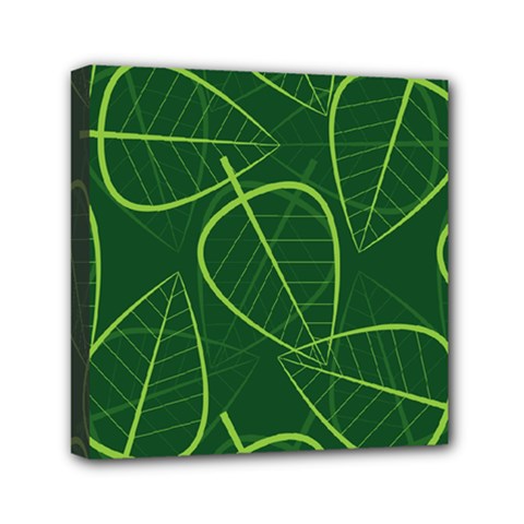 Vector Seamless Green Leaf Pattern Mini Canvas 6  X 6  by Simbadda