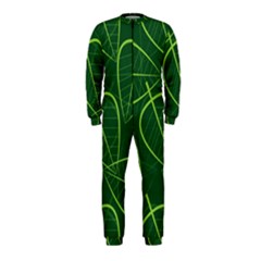 Vector Seamless Green Leaf Pattern Onepiece Jumpsuit (kids) by Simbadda