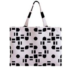 Black And White Pattern Zipper Mini Tote Bag by Simbadda