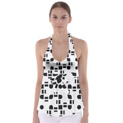 Black And White Pattern Babydoll Tankini Top by Simbadda