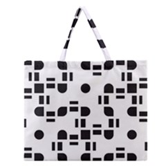 Black And White Pattern Zipper Large Tote Bag by Simbadda