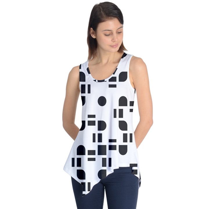 Black And White Pattern Sleeveless Tunic