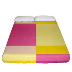 Colorful Squares Background Fitted Sheet (queen Size) by Simbadda