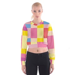 Colorful Squares Background Women s Cropped Sweatshirt by Simbadda