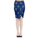 Gold Anchors On Blue Background Pattern Midi Wrap Pencil Skirt View1