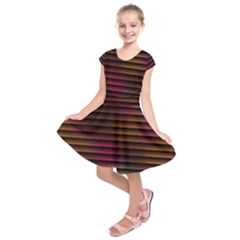 Colorful Venetian Blinds Effect Kids  Short Sleeve Dress