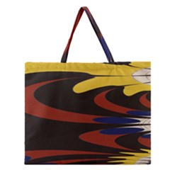 Peacock Abstract Fractal Zipper Large Tote Bag by Simbadda