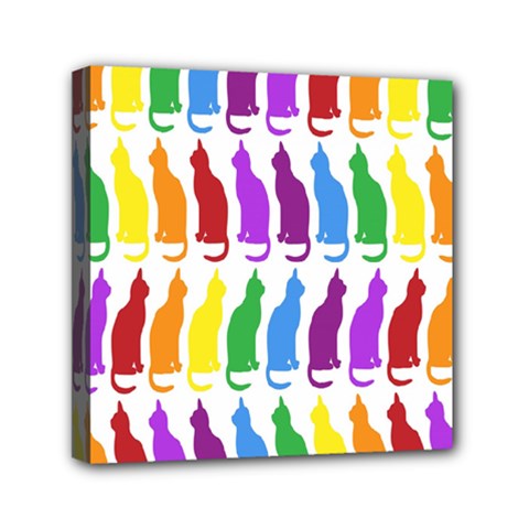 Rainbow Colorful Cats Wallpaper Pattern Mini Canvas 6  X 6  by Simbadda