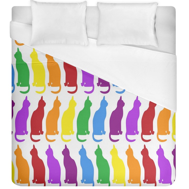 Rainbow Colorful Cats Wallpaper Pattern Duvet Cover (King Size)