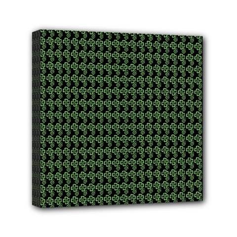 Clovers On Black Mini Canvas 6  X 6  by PhotoNOLA