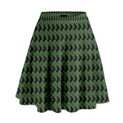 Clovers On Black High Waist Skirt by PhotoNOLA
