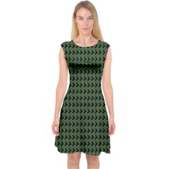 Clovers On Black Capsleeve Midi Dress by PhotoNOLA