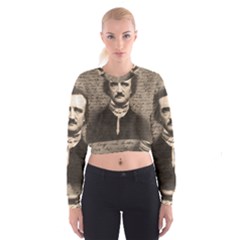 Edgar Allan Poe  Women s Cropped Sweatshirt by Valentinaart