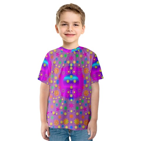 Colors And Wonderful Flowers On A Meadow Kids  Sport Mesh Tee by pepitasart