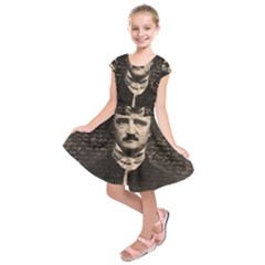 Edgar Allan Poe  Kids  Short Sleeve Dress by Valentinaart