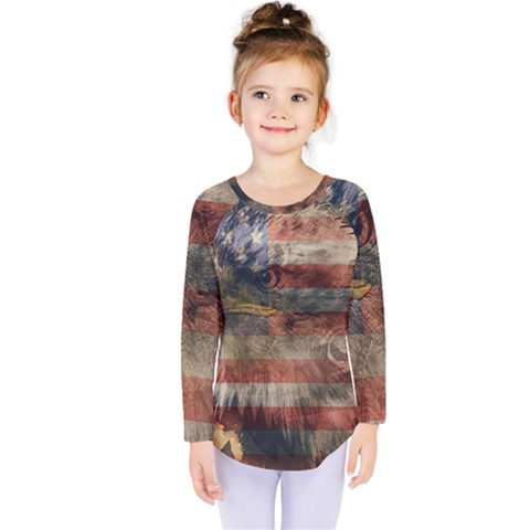 Vintage Eagle  Kids  Long Sleeve Tee by Valentinaart