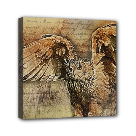 Vintage Owl Mini Canvas 6  X 6  by Valentinaart