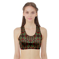 Asian Ornate Patchwork Pattern Sports Bra With Border by dflcprintsclothing