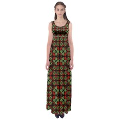 Asian Ornate Patchwork Pattern Empire Waist Maxi Dress by dflcprintsclothing