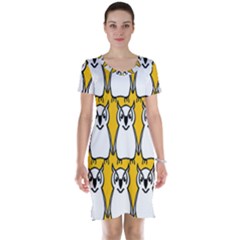 Yellow Owl Background Short Sleeve Nightdress by Simbadda