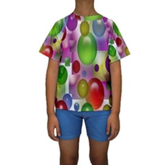 Colorful Bubbles Squares Background Kids  Short Sleeve Swimwear by Simbadda