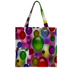 Colorful Bubbles Squares Background Zipper Grocery Tote Bag by Simbadda