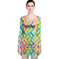 Abstract Pattern Colorful Wallpaper Long Sleeve Bodycon Dress by Simbadda