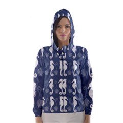 Seahorse And Shell Pattern Hooded Wind Breaker (women) by Simbadda